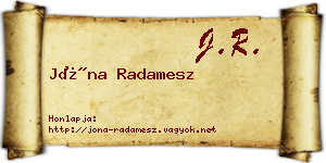 Jóna Radamesz névjegykártya